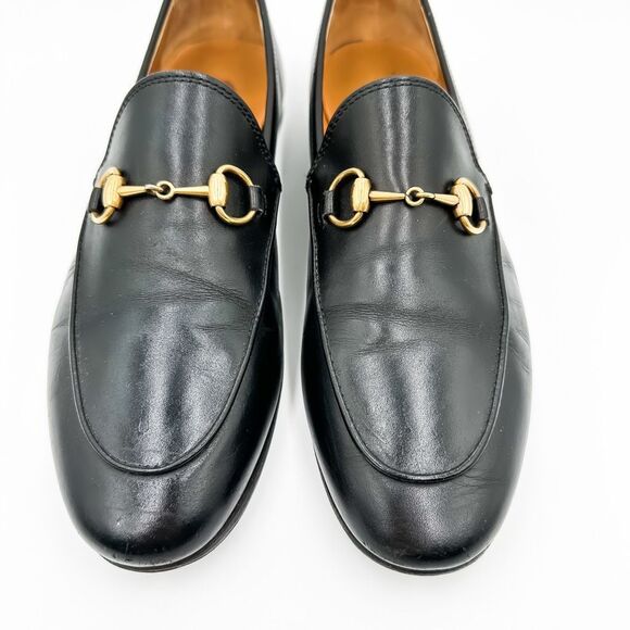Gucci Jordaan Horsebit Loafer Black Leather Flats Buckle 37, 7 - Picture 5 of 15